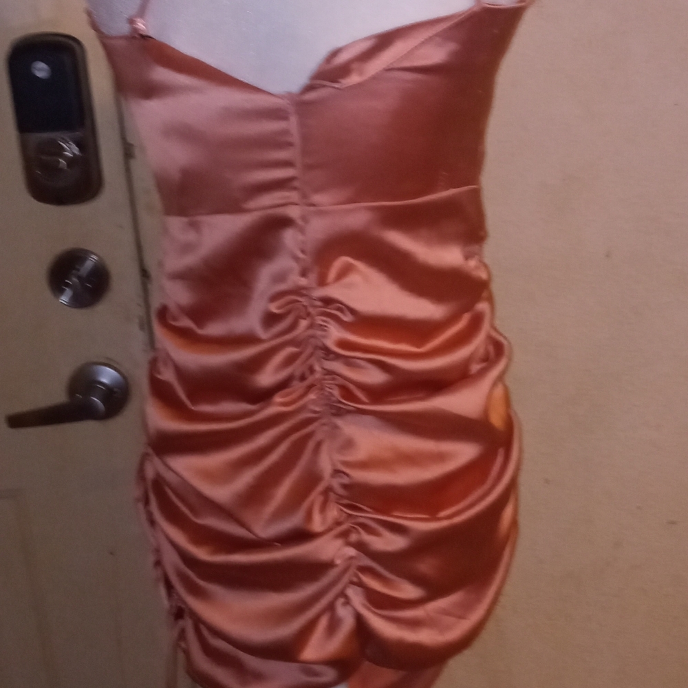 Elegant Satin Ruched Dress - Pink